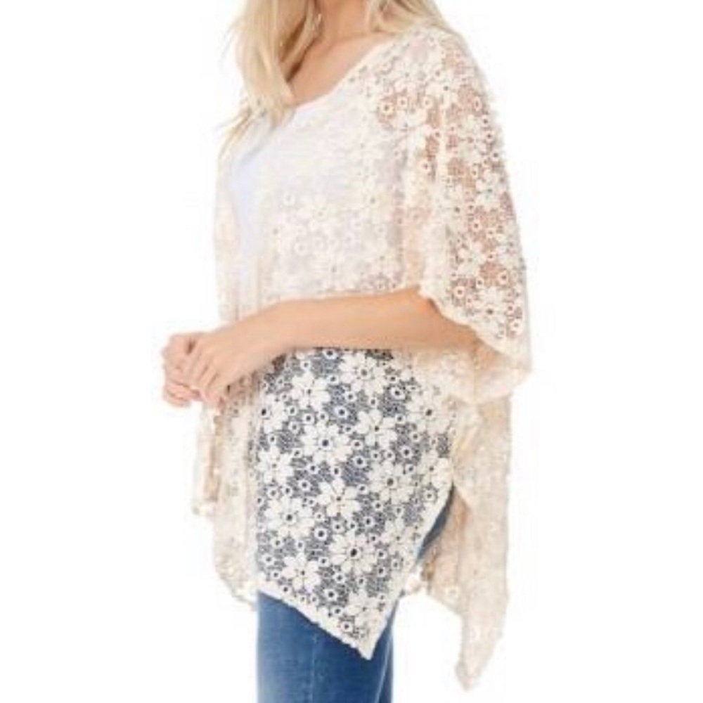 Lace Open Front Shawl